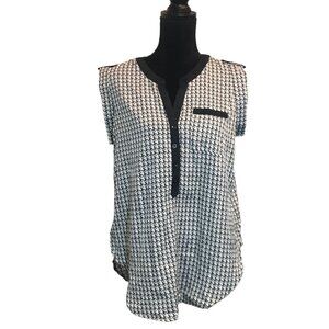 Antilia Femme Women's Short Sleeve Pullover Blouse in Black/White - Size Large *